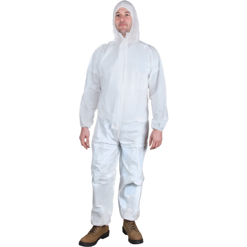 Hooded Coveralls, Medium, White, Microporous M & M Nord Ouest Inc