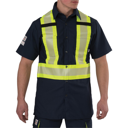 Ripstop High Visibility Short Sleeved Shirt, Polyester, Medium (Tall), Navy Blue M & M Nord Ouest Inc