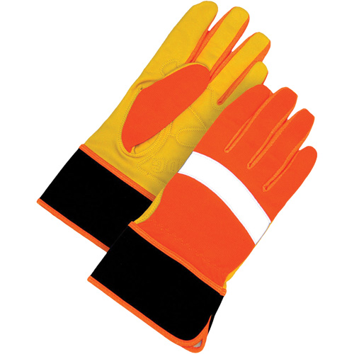 High Visibility Gloves, Size Large, Grain Leather Palm M & M Nord Ouest Inc