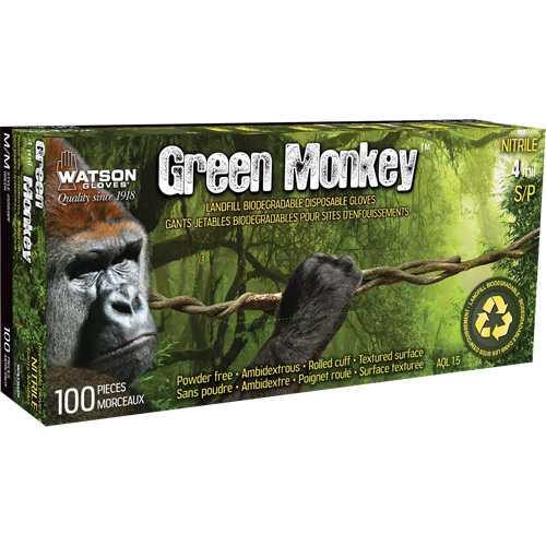 5559PF Green Monkey Gloves, Small, Nitrile, 4-mil, Powder-Free, Green M & M Nord Ouest Inc