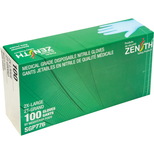 Puncture-Resistant Medical-Grade Disposable Gloves, 2X-Large, Nitrile, 4.5-mil, Powder-Free, Blue, Class 2 M & M Nord Ouest Inc