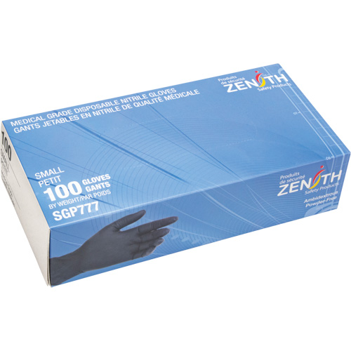Gants jetables de calibre m&eacute;dical r&eacute;sistants &agrave; la perforation, Petit, Nitrile, 5 mils, Sans poudre, Noir, Classe 2 M & M Nord Ouest Inc
