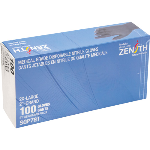 Gants jetables de calibre m&eacute;dical r&eacute;sistants &agrave; la perforation, 2T-Grand, Nitrile, 5 mils, Sans poudre, Noir, Classe 2 M & M Nord Ouest Inc