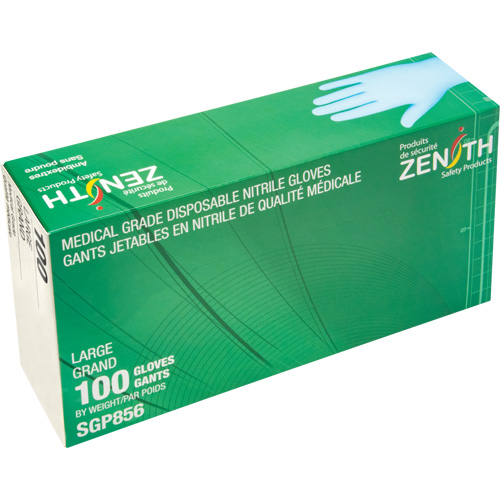 Puncture-Resistant Medical-Grade Disposable Gloves, Large, Nitrile, 3.5-mil, Powder-Free, Blue, Class 2 M & M Nord Ouest Inc