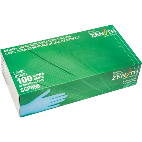 Puncture-Resistant Medical-Grade Disposable Gloves, Large, Nitrile, 3.5-mil, Powder-Free, Blue, Class 2 M & M Nord Ouest Inc