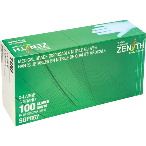 Gants jetables de calibre m&eacute;dical r&eacute;sistants &agrave; la perforation, T-Grand, Nitrile, 3,5 mils, Sans poudre, Bleu, Classe 2 M & M Nord Ouest Inc