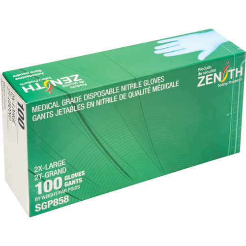 Gants jetables de calibre m&eacute;dical r&eacute;sistants &agrave; la perforation, 2T-Grand, Nitrile, 3,5 mils, Sans poudre, Bleu, Classe 2 M & M Nord Ouest Inc