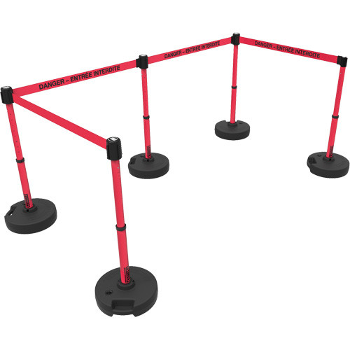 Ensemble de montants pour barri&egrave;re Plus, Plastique, 42" h, Ruban Rouge, Longueur du ruban 15' M & M Nord Ouest Inc
