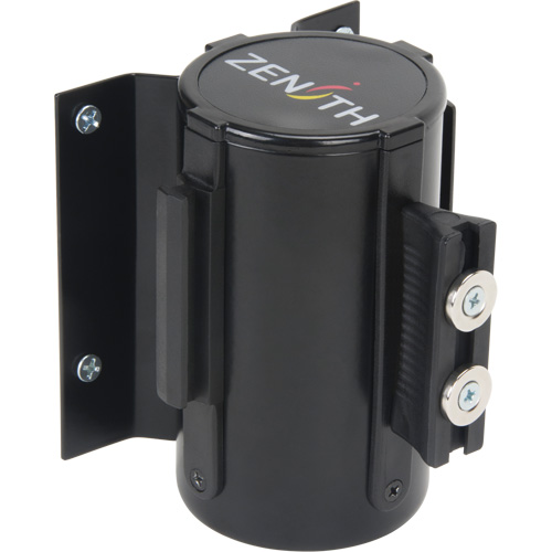 Barri&egrave;re &agrave; fixation murale avec ruban magn&eacute;tique, Acier, Fixation par vis, 7', Ruban Jaune M & M Nord Ouest Inc