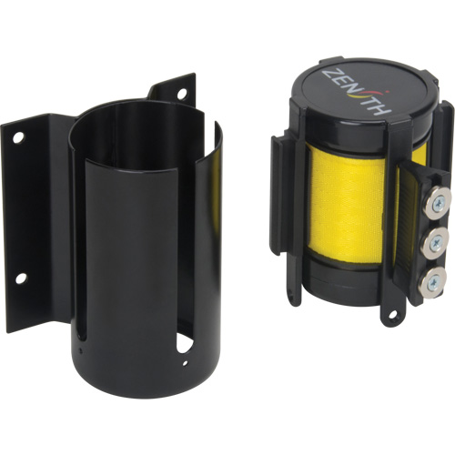 Wall Mount Barrier with Magnetic Tape, Steel, Screw Mount, 12', Yellow Tape M & M Nord Ouest Inc