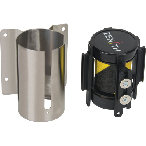 Wall Mount Barrier with Magnetic Tape, Steel, Screw Mount, 7', Black and Yellow Tape M & M Nord Ouest Inc