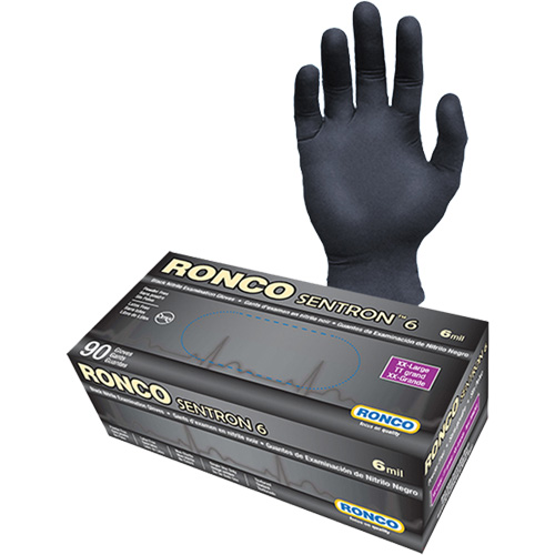 Sentron 6 Disposable Examination Gloves, 2X-Large, Nitrile, 6-mil, Powder-Free, Black, Class 2 M & M Nord Ouest Inc