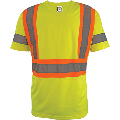 Chemise de s&eacute;curit&eacute; &agrave; manches courtes, Polyester, 2T-Grand, Jaune lime haute visibilit&eacute; M & M Nord Ouest Inc