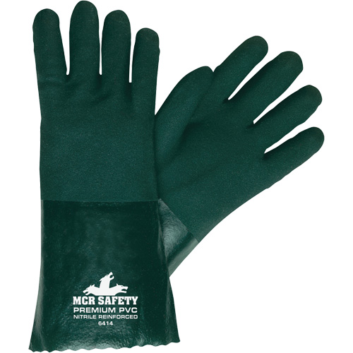 Chemical Resistant Gloves, Size Large, 14" L, PVC, Jersey Inner Lining M & M Nord Ouest Inc