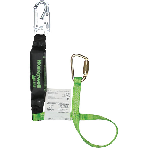 Miller&reg; HP Shock-Absorbing Lanyard, 4', Carabiner Center, Locking Snap Hook Leg Ends, Polyester M & M Nord Ouest Inc