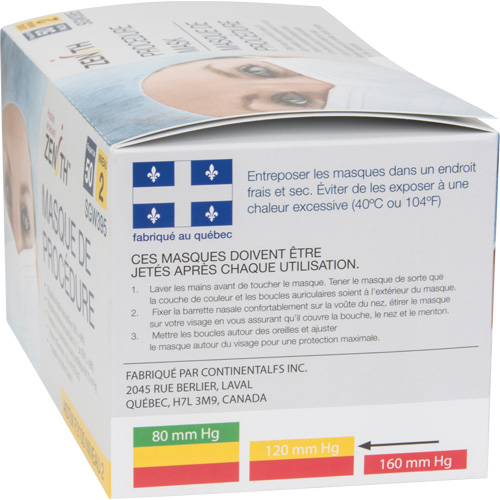 Disposable Procedure Face Masks, ASTM F2100 Level 2, Class 1 M & M Nord Ouest Inc
