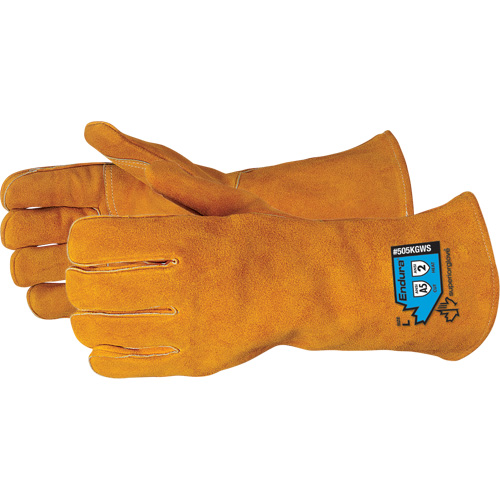 Gants de soudure de luxe r&eacute;sistants aux coupures Endura, Cuir de vache refendu, Taille Petit M & M Nord Ouest Inc