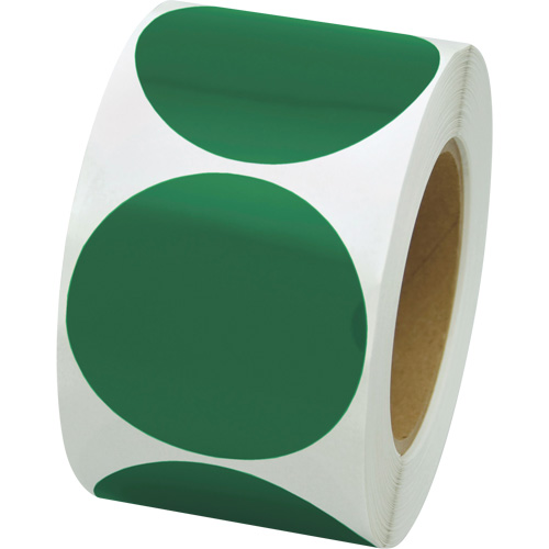 Pastilles de marquage color&eacute;es, Cercle, 3" lo x 3" la, Vert, Vinyle M & M Nord Ouest Inc