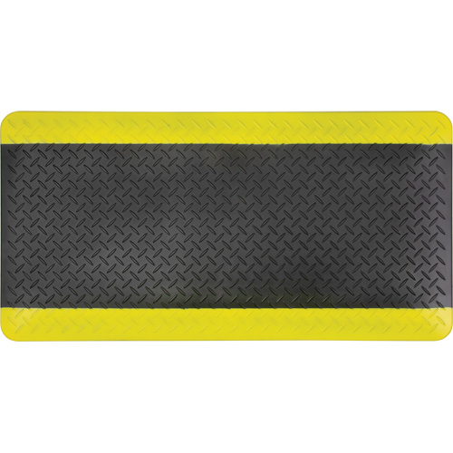 Tapis antifatigue, Losange, 1-2/3' x 3-1/4' x 3/4", Noir/Jaune, Polyur&eacute;thane M & M Nord Ouest Inc