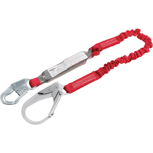 Pro Elastic Shock-Absorbing Lanyard, 6', Rebar Hook Center, Snap Hook Leg Ends, Polyester M & M Nord Ouest Inc