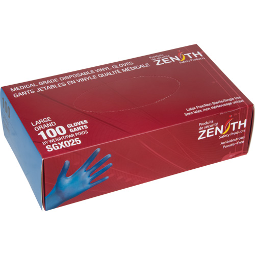 Medical-Grade Disposable Gloves, Large, Vinyl, 4.5-mil, Powder-Free, Blue, Class 2 M & M Nord Ouest Inc