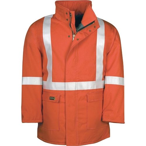 Parka dhiver &agrave; doublure matelass&eacute;e AllOut Westex UltraSoft avec bandes r&eacute;fl&eacute;chissantes, Moyen (grande taille), Orange haute visibilit&eacute;, 46 cal/cm² M & M Nord Ouest Inc