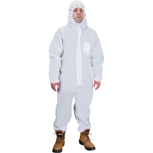 Hooded Coveralls, Medium, White, SMS M & M Nord Ouest Inc