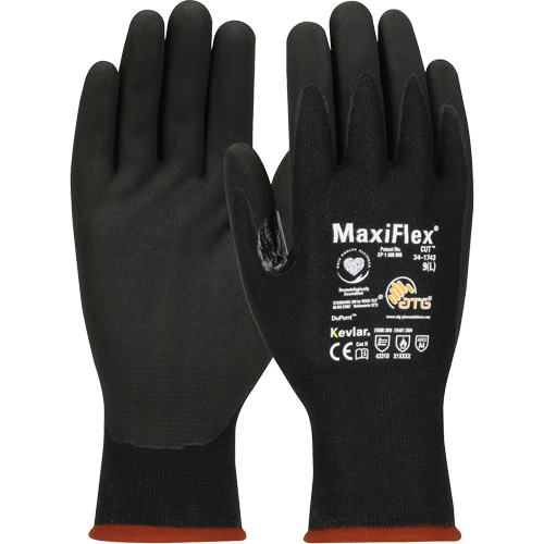 ATG MaxiFlex&reg; Cut Touchscreen Compatible Gloves, Size X-Small, 15 Gauge, Foam Nitrile Coated, Polyester/Kevlar&reg; Shell, ASTM ANSI Level A4/EN 388 Level 3/EN 388 Level D M & M Nord Ouest Inc