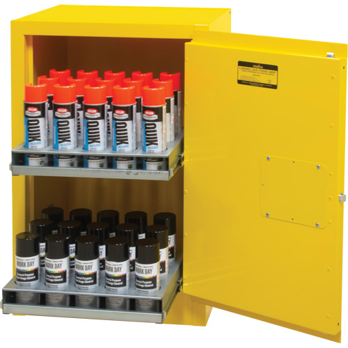 Flammable Aerosol Storage Cabinet, 12 gal., 1 Door, 23" W x 35" H x 18" D M & M Nord Ouest Inc
