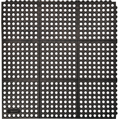 Tapis antifatigue &agrave; imbrication Cushion-Ease 550, &agrave; fentes, 3' x 3' x 3/4", Noir, Caoutchouc M & M Nord Ouest Inc