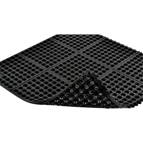 Tapis antifatigue &agrave; imbrication Cushion-Ease 550, &agrave; fentes, 3' x 3' x 3/4", Noir, Caoutchouc M & M Nord Ouest Inc
