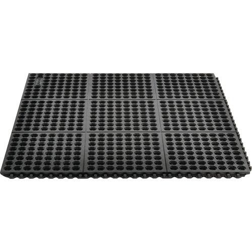 Tapis antifatigue &agrave; imbrication Cushion-Ease 550, &agrave; fentes, 3' x 3' x 3/4", Noir, Caoutchouc M & M Nord Ouest Inc