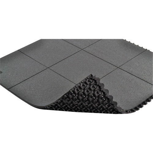 Tapis antifatigue &agrave; imbrication Cushion-Ease, Rugueux, 3' x 3' x 3/4", Noir, Caoutchouc naturel M & M Nord Ouest Inc