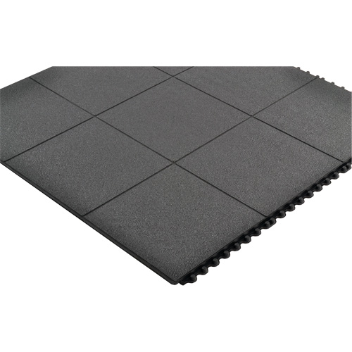 Tapis antifatigue &agrave; imbrication Cushion-Ease, Rugueux, 3' x 3' x 3/4", Noir, Caoutchouc naturel M & M Nord Ouest Inc