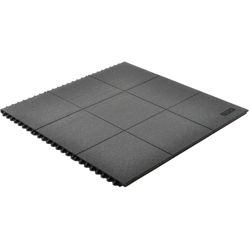 Tapis antifatigue &agrave; imbrication Cushion-Ease, Rugueux, 3' x 3' x 3/4", Noir, Caoutchouc naturel M & M Nord Ouest Inc