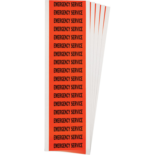 "Emergency Service" Conduit & Voltage Labels, 1/2" x 2-1/4", Cloth/Vinyl, English M & M Nord Ouest Inc