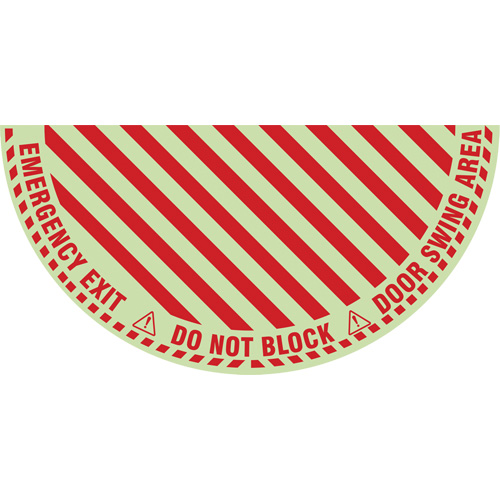 "Emergency Exit" Half Circle Swing Door Floor Sign, Adhesive, English with Pictogram M & M Nord Ouest Inc