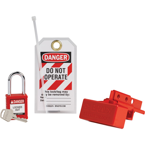 BatteryBlock Forklift Power Connector Lockout with Nylon Safety Padlock, Electrical Kit, 3 Components M & M Nord Ouest Inc