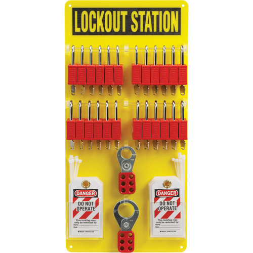 Lockout Board with Keyed Different Nylon Safety Lockout Padlocks, Plastic Padlocks, 24 Padlock Capacity, Padlocks Included M & M Nord Ouest Inc