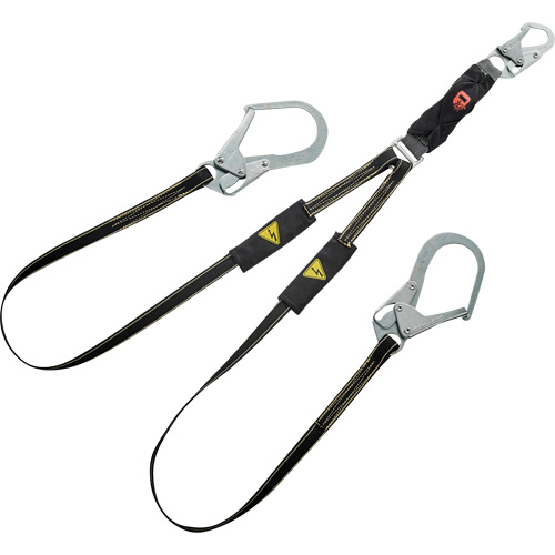 V-Series Welding Energy Absorbing Lanyard, 6', Rebar Hook Center, Snap Hook Leg Ends, Kevlar&reg;/Metal/Nylon M & M Nord Ouest Inc