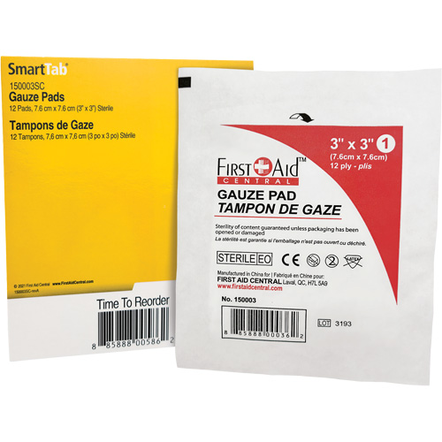 SmartCompliance&reg; Refill Gauze, Pad, 3" L x 3" W, Sterile, Medical Device Class 1 M & M Nord Ouest Inc