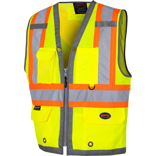 6673 Mesh-Back Zip-Front Surveyor's Vest, High Visibility Lime-Yellow, Small, Polyester M & M Nord Ouest Inc