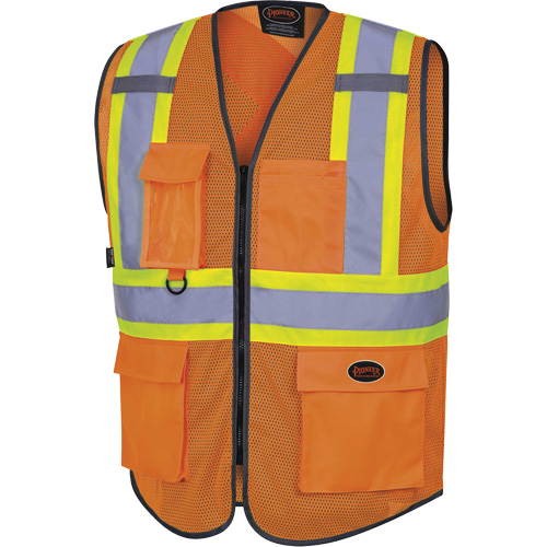 6960 Veste de s&eacute;curit&eacute; &agrave; maille en avant, Orange haute visibilit&eacute;, Moyen, Polyester M & M Nord Ouest Inc