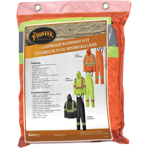 5598 Lightweight Waterproof Rain Suit, Polyester/PVC, Small, High Visibility Orange M & M Nord Ouest Inc