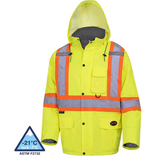 5031 Manteau de s&eacute;curit&eacute; matelass&eacute; imperm&eacute;able, Jaune lime haute visibilit&eacute;, Petit M & M Nord Ouest Inc