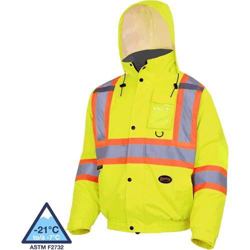 5033 Waterproof Winter Quilted Safety Bomber Jacket, Polyester, High Visibility Lime-Yellow, Small M & M Nord Ouest Inc