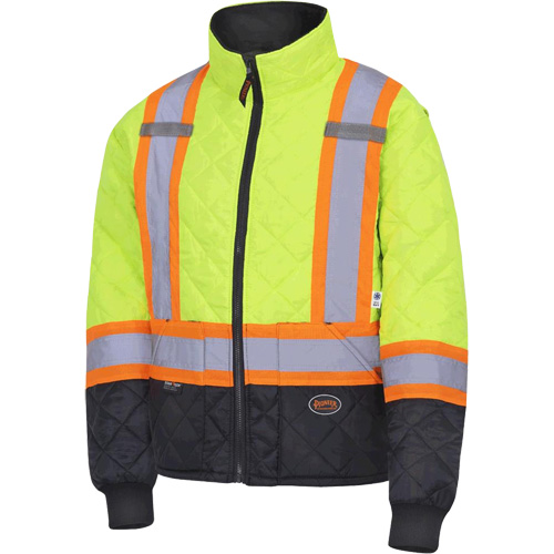 5016 Quilted Freezer Jacket, Polyester, Black/High Visibility Lime-Yellow, X-Small M & M Nord Ouest Inc