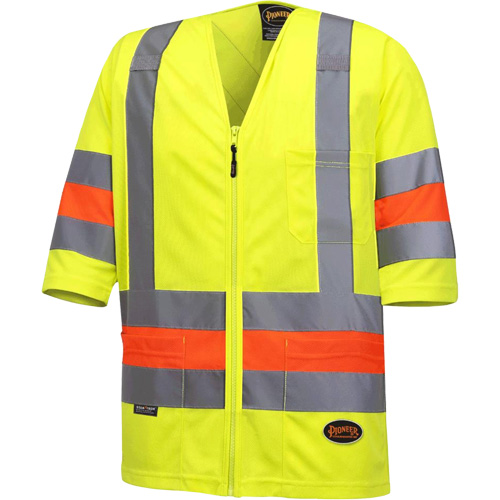 6019 Short-Sleeved Quebec Traffic Control Shirt, Polyester, X-Small, High Visibility Lime-Yellow M & M Nord Ouest Inc