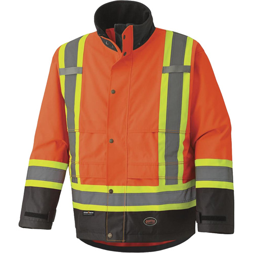 5400 300D Trilobal Ripstop Waterproof Safety Jacket, Polyester, Black/High Visibility Orange, 2X-Large M & M Nord Ouest Inc
