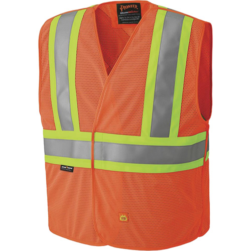 6914A Flame Resistant Safety Vest, High Visibility Orange, Medium/Small, Polyester M & M Nord Ouest Inc